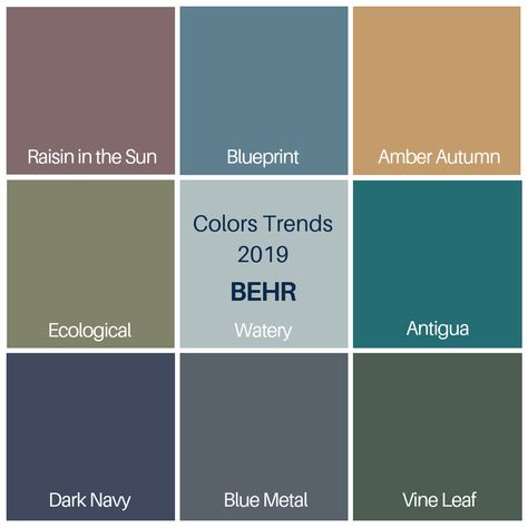 Behr Color Trends for 2019 include earthy shades and jewel tones. Behr Color Trends illustration by Zena O’Connor. Earthy Jewel Tones, Behr Jewel Tone Paint Colors, Exterior Behr, Jewel Tone Paint Colors, Trends Illustration, Behr Color Trends, Interior Paint Colors For Living Room, Berkeley Homes, Behr Colors