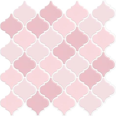 Pink Arabesque Tiles Peel and Stick Backsplash for Kitchen, WalDecoo 10-Sheet Stick on Tiles Kitchen Backsplash, Pink Peel and Stick Wall Tiles（12''×12''） - Amazon.com Pink Tile Backsplash Bathroom, Farmhouse Bathroom Backsplash, Luxury Vinyl Tile Kitchen, Stick On Tiles Kitchen, Pink Kitchen Walls, Arabesque Tiles, Pink Lantern, Tiles Kitchen Backsplash, Peel And Stick Wall Tiles