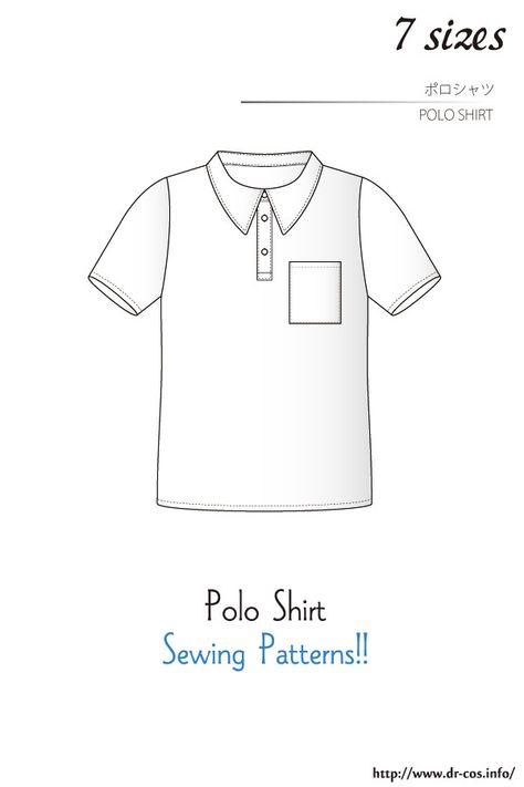 How To Make Polo Shirts Cute, Polo Shirt Pattern Sewing, Shirt Sewing Pattern Free, Shirt Sewing Patterns, Sewing Skirts Patterns, Polo Shirt Pattern, Polo Pattern, Sewing Pattern Free, T Shirt Sewing Pattern