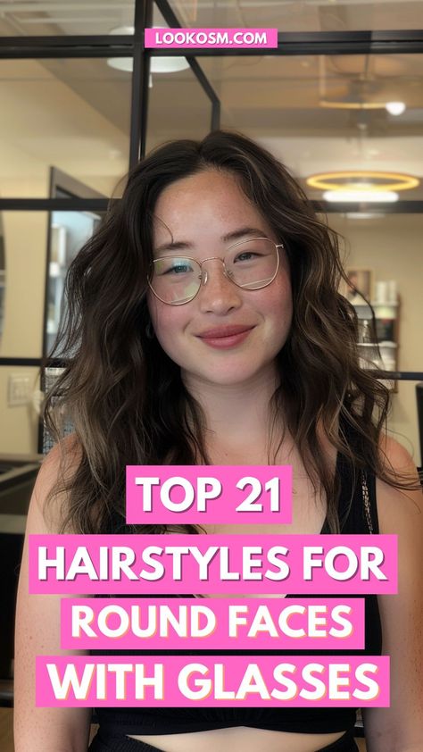 Face-Framing Fashion: 21 Flattering Hairstyles for Women with Glasses Hairstyles With Specs For Women, Glass Frame For Round Face Woman, Round Shaped Face Haircuts, How To Style Hair For Round Face, Hairstyles For Specs Women, Women Haircuts For Round Faces, Round Face Haircuts With Glasses, Cute Outfit With Glasses, Hair Part For Round Face