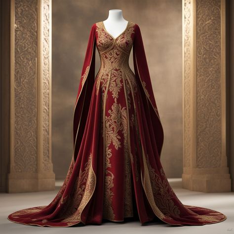 Persian Royalty Aesthetic, Royal Attire Princesses, Red Royal Dress, Royal Dresses Queens, Elven Dresses, Persian Dress, Persian Princess, Rose Costume, Elven Dress