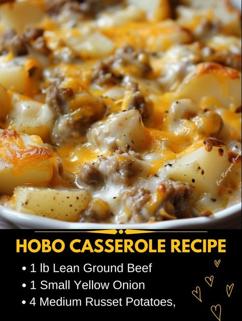 Hobo Casserole – Recipes on a Budget Beef And Potato Casserole, Hobo Casserole, Cream Cheese Chicken Enchiladas, Easy Casserole Dishes, Recipes On A Budget, Ground Beef Casserole Recipes, Dump Meals, Beef And Potatoes, Beef Casserole Recipes