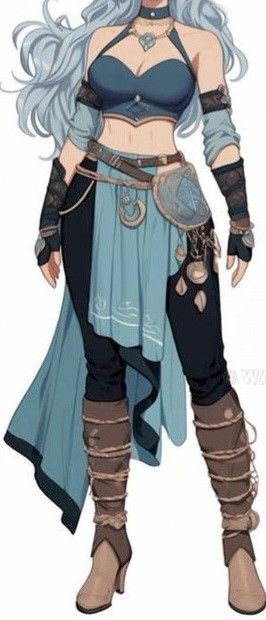 Adventuring Outfit Dnd, Watertribe Atla Clothes, Atlantean Clothing, Atla Outfit Design, Water Bending Outfit, Earth Kingdom Clothes, Desert Outfit Ideas, Mountain Clothes, Stars Outfit