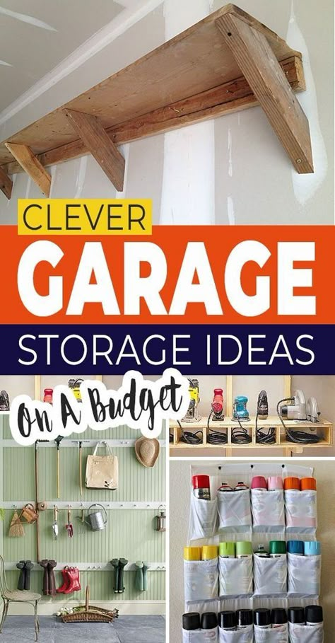 DIY Garage Storage Ideas (on a Budget!) • The Budget Decorator Small Garage Organization, Storage Ideas On A Budget, Apartment Organization Diy, Easy Garage Storage, Diy Garage Storage Ideas, Diy Organizing Ideas, Garage Hacks, Diy Closet Organization, Organize Shoes