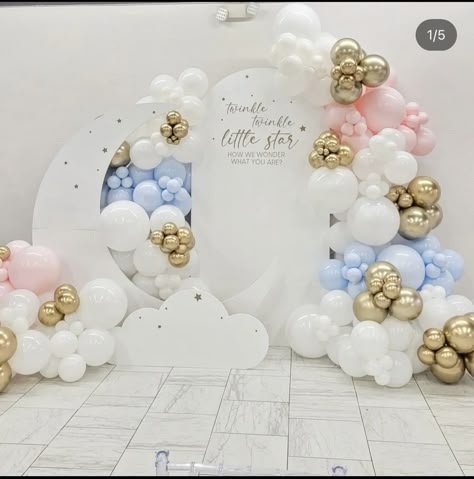 Gender Reveal Twinkle Twinkle Theme Decor, Gender Reveal Moon And Stars Theme, Gender Reveal Reveal Ideas, Twinkle Twinkle Gender Reveal, Moon Baby Shower Theme, Cloud Baby Shower Theme, Butterfly Baby Shower Decorations, Gender Reveal Backdrop, Gender Reveal Baby Shower Themes