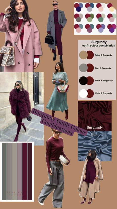 Burgundy colour combination Mood Board Fashion Inspiration, Inspirational Board, Mood Board Fashion, Year 2024, How Beautiful, The Fall, Mood Board, The Year, Style Inspiration