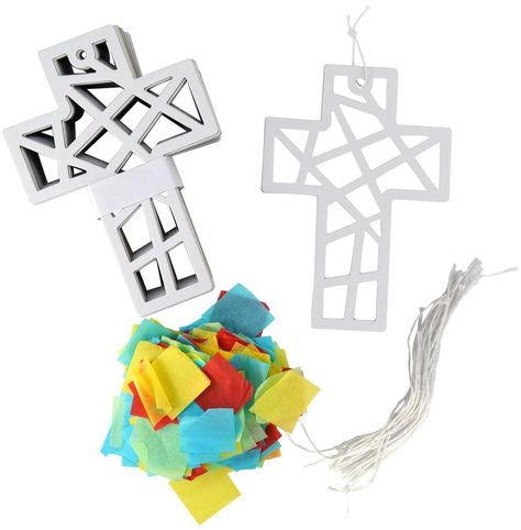 AmazonSmile: Kipp Brothers 24 Pack DIY Suncatcher Paper Crafts (Cross) : Toys & Games Chipboard Crafts, Cross Suncatcher, Tissue Paper Craft, Tissue Paper Crafts, Suncatcher Craft, Cross Crafts, Vbs Crafts, Church Activities, Classroom Projects