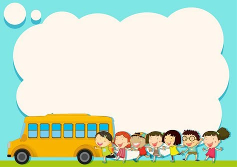 School Bus Drawing, Kindergarten Classroom Themes, Teacher Wallpaper, School Binder Covers, Powerpoint Background Templates, Teacher Cartoon, Education Poster Design, School Images, School Frame