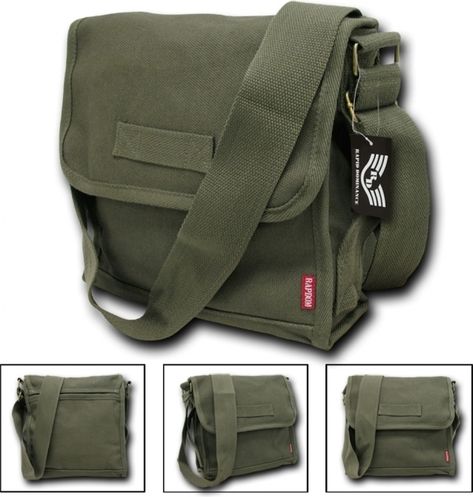 RapDom Heavyweight Military Style Field Bag [Olive Green - 10.25"W x 10.5"H x 4.0"D] Vintage Mushroom Art, Bulletproof Clothing, Gifts For History Buffs, Field Bag, Military Bag, Army Style, Army Fashion, Military Gifts, Mp3 Players