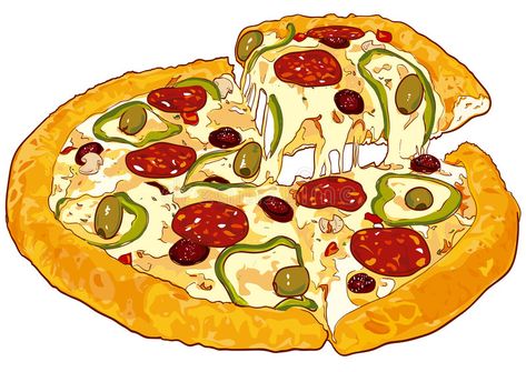 Pizza vector version royalty free illustration Paprika Illustration, Pizza Cartoon, Pizza Drawing, Pizza Vector, Pizza Pepperoni, Pizza Art, Pizza Design, Food Clipart, Pizza Box