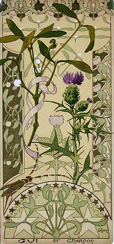 Riom Mistletoe & Thistle from Etude de Fleurs, 1890s Fiori Art Deco, Fleurs Art Nouveau, Motifs Art Nouveau, Illustration Art Nouveau, Mucha Art, Art Nouveau Illustration, Art Nouveau Flowers, Art Nouveau Poster, Art Nouveau Floral