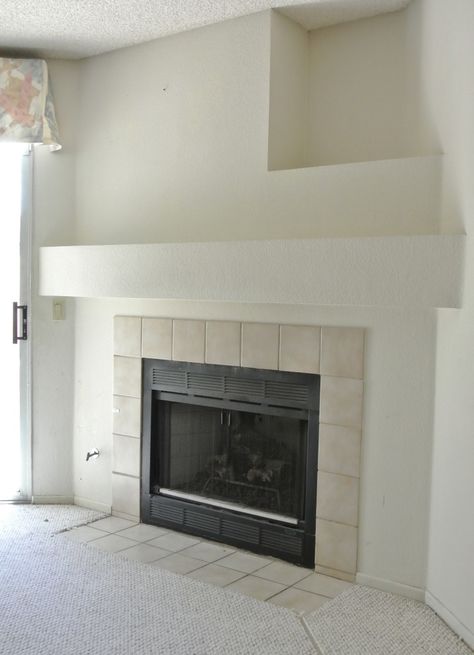 DIY Fireplace Makeover | Centsational Girl Drywall Fireplace Makeover, Drywall Fireplace, Gas Fireplace Makeover, Corner Fireplace Mantels, Mantle Makeover, Contemporary Fireplace Decor, Corner Fireplace Decor, Centsational Style, Contemporary Fireplace Designs