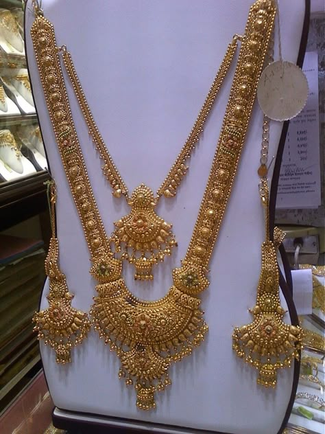 Har Set Design Gold, Rani Set Gold, Indian Gold Jewellery Design Bridal Sets, Rani Har Gold Design, Indian Jewellery Design Gold Necklace Set Bridal Jewelry, Gold Sitahar Design, Sitahar Necklace Gold, Rani Har Gold, Gold Haram