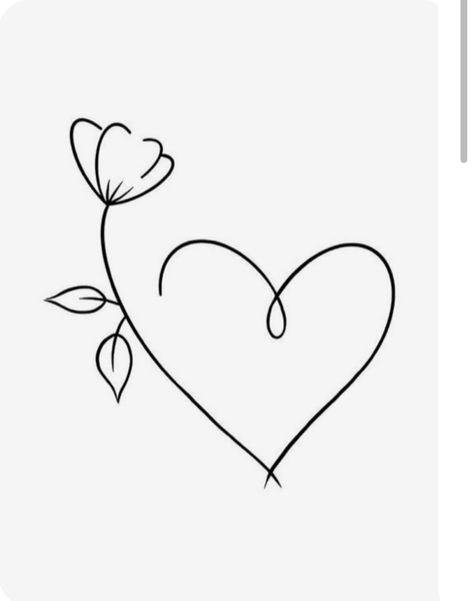 Heart Bow Tattoo, Single Line Flower Tattoo, Heart And Rose Tattoo, Open Heart Tattoo, Heart Flower Tattoo, Rose Heart Tattoo, Tattoo Prints, Embroidery Hoop Art Diy, Doodle Art Flowers