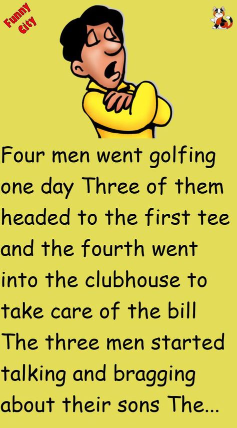 Four men went golfing one dayThree of them headed to the first tee and the fourth went into the clubhouse to take care of the billThe three men started talking and bragging about thei.. #funny, #joke, #humor Funny Tee Shirts Humour, Golf Quotes Funny, Funny Airport Signs, Joker Smile, Airport Signs, Funny City, Husband Jokes, Funny Golf Shirts, Cheesy Jokes