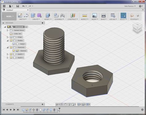 Threaded Nut and Bolt With Fusion 360 Autocad Inventor, Technology Design Graphic, Autodesk Inventor, Cnc Woodworking, 3d Printed Objects, Fusion 360, 3d Printing Projects, Cad Cam, 3dprinting Design