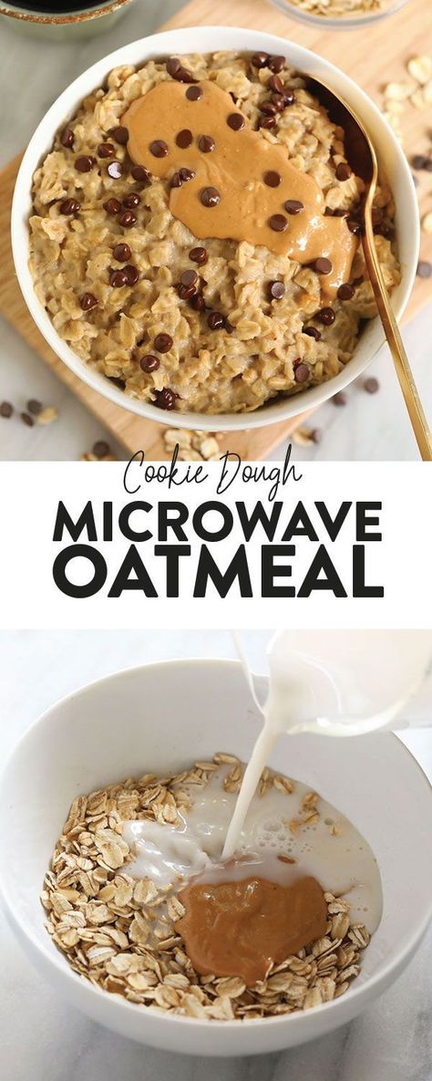 Got 2 minutes? Then, you have time for a healthy breakfast! Make our 2-Minute Microwave Oatmeal. This recipe tastes exactly like chocolate chip cookie dough AND it’s healthy. #oatmeal #easyrecipe #healthybreakfast Cookie Dough Vegan, Microwave Oatmeal, Smores Dessert, Old Fashioned Oats, Healthy Oatmeal Recipes, Plats Healthy, Breakfast Oatmeal Recipes, A Healthy Breakfast, Dessert Party