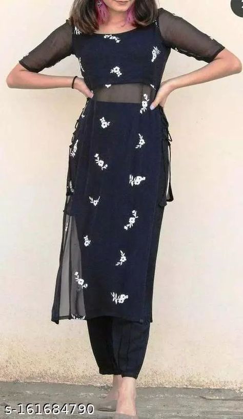 Black Embroidered Kurta with Cotton pant set | Kurti Set Haul | Black Kurti Set Dressing Design, Stylish Kurtis Design, Simple Kurta Designs, Simple Kurti Designs, Casual Indian Fashion, Long Kurti Designs, Salwar Kamiz, Designer Kurtis, Trendy Dress Outfits