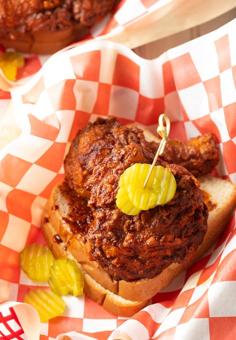 nashville spicy fried hot chicken with pickles and bread Nashville Hot Chicken Recipe, Hot Chicken Recipe, Nashville Chicken, Hot Chicken Sandwiches, Chicken Breast Crockpot Recipes, Spicy Fried Chicken, Crockpot Chicken Breast, Nashville Hot Chicken, Chicken Breast Recipe