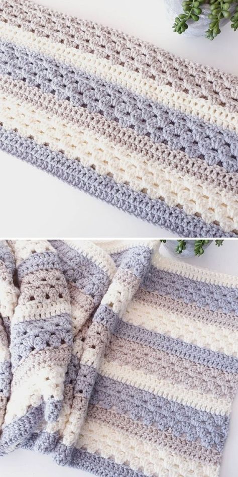 Cosy Stripe Blanket Ideas Beautiful Crochet Baby Blankets, Crochet Baby Blanket Diagram, Cosy Stripe Crochet Blanket, Full Size Afghan Crochet Pattern Free, She’ll Crochet Blanket, Everything Crochet Free Patterns, Striped Crochet Afghan Pattern Free, Crochet Blanket Multiple Stitches, Modern Afghan Crochet Patterns Free