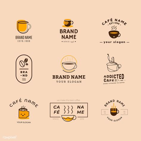 Coffee shop badge logo vector set | premium image by rawpixel.com / Techi #vector #vectoart #digitalpainting #digitalartist #garphicdesign #sketch #digitaldrawing #doodle #illustrator #digitalillustration #modernart #logo Coffee Shop Names, Makanan Aesthetic, Coffee Names, Desain Merek, Logo Design Coffee, Coffee Shop Logo Design, Shop Name Ideas, Coffee Stamps, Logo Coffee