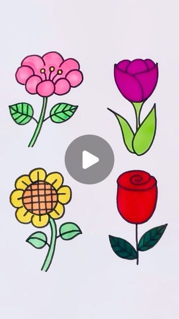 Creative Drawing for kids on Instagram: "Learn how to draw flowers in a very simple and easy method #instagram #instadaily #reels #art #trending #video #draw #drawing #explore #explorepage #flowers" Easy Flower To Draw, Flower Drawing For Kids Easy, Easy Drawing For Kids Cute, Toddler Drawing Activities, Flowers Worksheets For Kids, Flower Drawing Videos, Easy Simple Drawings For Kids, How To Draw A Simple Flower, How To Draw Easy Flowers