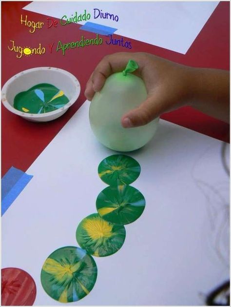 32 Fun and Creative DIY Indoor Activities Your Kids Will Love Oppgaver For Barn, Diy Paintings, Balloon Painting, Painting Activities, The Very Hungry Caterpillar, Very Hungry Caterpillar, Very Hungry, Hungry Caterpillar, Childrens Crafts