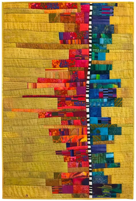 Art Quilt Wall Hangings, Modern Art Quilts, Art Quilts Inspiration, Art Deco Quilt, Artsy Quilts, Modern Quilt Designs, Improv Quilt, Abstract Art Quilt, Contemporary Art Quilt