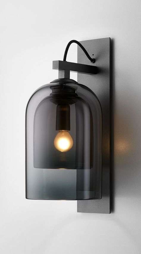 Download the catalogue and request prices of Lumi wall sconce By articolo lighting, glass and steel wall lamp, lumi Collection Plug In Wall Lamp, Architectural Lighting Design, Wall Lamp Design, Bathroom Light Fixtures, Cool Ideas, Light Architecture, Wall Light Fixtures, Bedroom Lighting, Glass Lighting