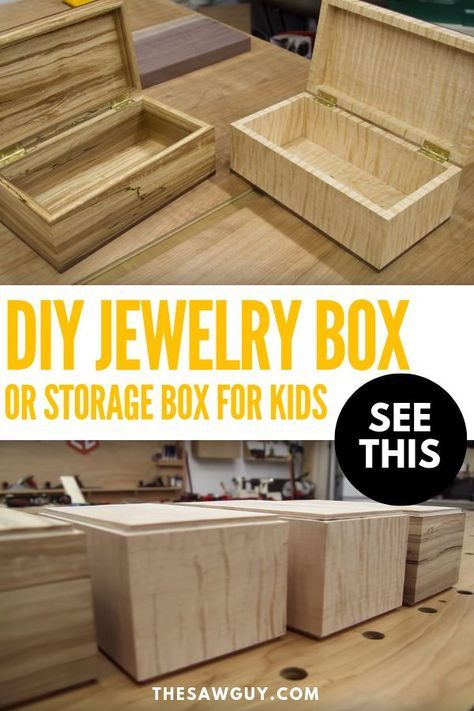 Easy Plywood Projects, Dnd Woodworking, Diy Jewelry Box Ideas, Wooden Box Plans, Wooden Box Diy, Small Wood Box, Wooden Box Designs, Plywood Projects, Small Wooden Boxes