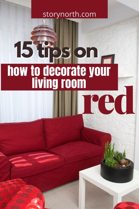 You can start adding that extra oomph to your home with the shades of red. Check out our cool 15 tips. #red #livingroomwithred #livingroom #livingideas #living #designideas #interiordecor #interiordesign #homedesign #homimprovement Red Farmhouse Decor Living Room, Pillows For Red Couch, Living Room Decor With Red Couch, Living Rooms With Red Couches, Red Lounge Decor Color Schemes, Living Room Decor Red Couch, Decorating With Red Accents, Red Sectional Living Room Ideas, Red Pillows On Couch