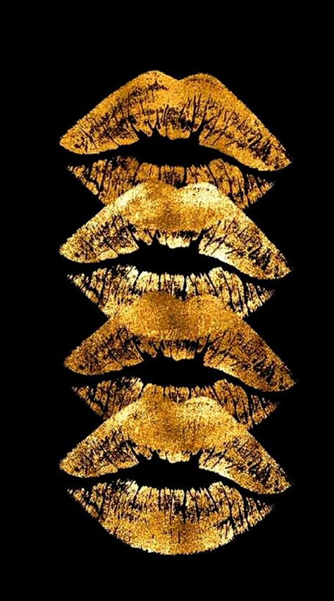 Lip Wallpaper, Gold Aesthetic, Lip Art, Black Art, Pretty Wallpapers, Black And Gold, Black Background, Wallpaper Iphone, Iphone Wallpaper