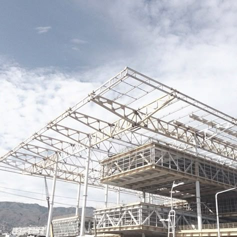 Architecture White, Truss Structure, Steel Architecture, Steel Structure Buildings, Steel Trusses, System Architecture, Space Frame, Roof Structure, Architecture Design Concept