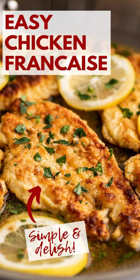 Chicken Francaise is a French-inspired Italian-American dish that has been a restaurant classic for decades, but it's simple and easy to make at home with pantry staples and about 40 minutes. Easy Chicken Francaise Recipe, Chicken Francaise Recipe, Chicken Francese Recipe, Chicken Francaise, French Chicken Recipes, Restaurant Classic, Chicken Francese, Game Hen, Unique Recipe