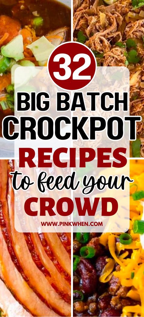 Crockpot Recipes Big Family, Cooking For Large Family, Cheap Ways To Feed A Crowd Parties Food, Large Batch Recipes Dinner, Large Crockpot Meals For A Crowd, Crockpot Recipes For Lunch, Potluck Meals For Work, Food For A Large Group, Large Batch Cooking Recipes