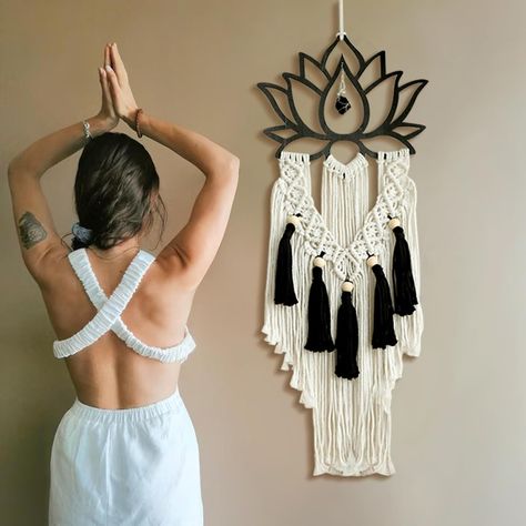 Amazon.com: Artilady Macrame Wall Hanging - Lotus Macrame Tapestry Dream Catcher Wall Decor Large Boho Decorations for Home Bedroom Living Room Bathroom Hallway Birthday for Women Girls : Home & Kitchen Lotus Macrame, Dream Catcher Wall Decor, Boho Decorations, 2024 Bedroom, Dream Catcher Wall, Macrame Tapestry, Bathroom Hallway, Decorations For Home, Living Room Bathroom