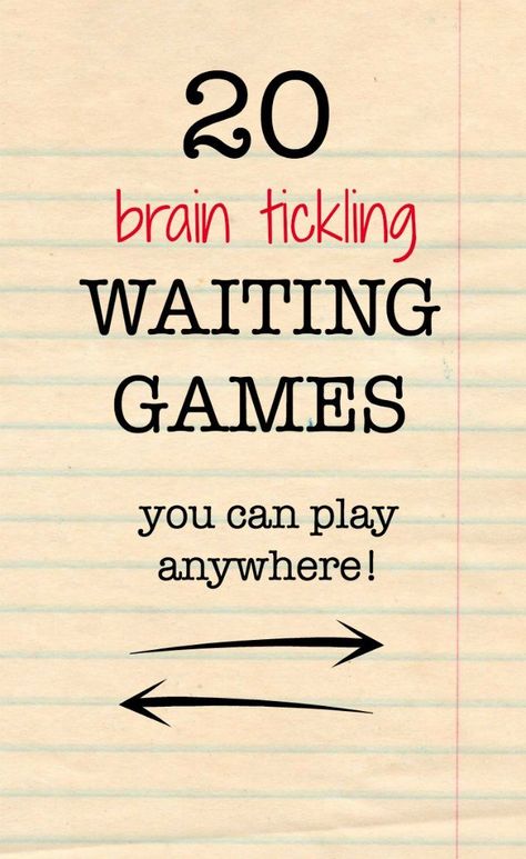 A list of easy and fun brain tickling waiting games for kids. Play these while in line, on road trips, in restaurants, doctor's offices, etc. Mind Video, Games To Play With Kids, Brain Game, To Do List Printable, Fun Brain, Family Fun Games, Classroom Games, Games For Teens, Camping Games