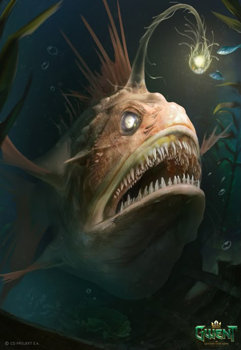 ArtStation - Anglerfish Angler Fish Art, Scary Sea Creatures, Ocean Creatures Art, Ocean Monsters, Tortoise Beetle, Transparent Fish, Sea Tattoo, Underwater Art, Deep Sea Creatures