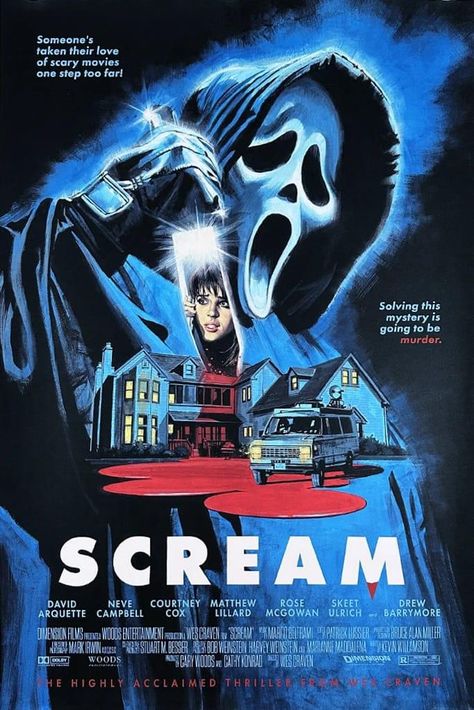 Scream Movie Poster, Halloween Movie Poster, Classic Horror Movies Posters, Terror Movies, Scream 1996, Halloween Film, Best Movie Posters, Film Poster Design, Movie Poster Wall