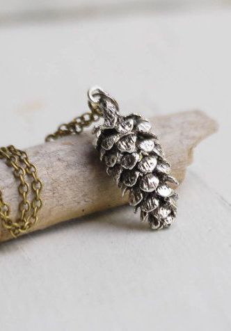 Silver PINECONE Pendant Long Necklace Untreated Nature-inspired Pendant Jewelry, Nature-inspired Sterling Silver Pendant Necklace, Pine Jewelry, Nature-inspired Leaf Shaped Sterling Silver Necklace, Pinecone Pendant, Simple Jewelry, Looks Vintage, Long Necklace, Diy Jewelry