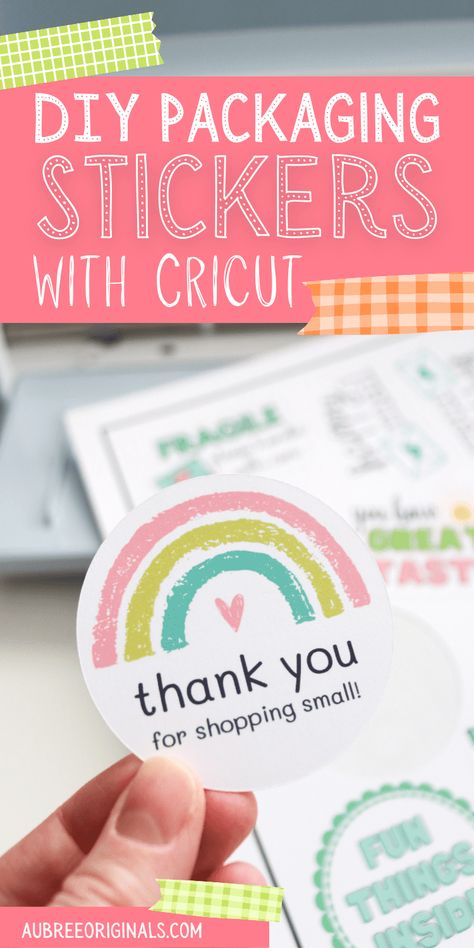 Business With Cricut, Small Business Packages, Sticker Tutorial, Cricut Print Then Cut, Stickers With Cricut, Business Packages, Cricut Projects Easy, Cricut Explore Air Projects, Printable Sticker Paper