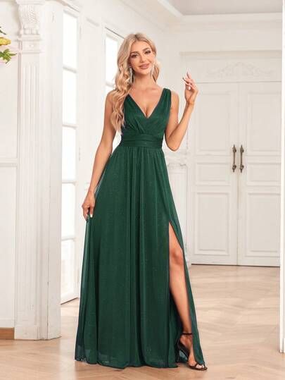 Dark Green Prom Dress, Evening Gowns With Sleeves, Chiffon Sleeves, Evening Dresses With Sleeves, Bridesmaid Party, Party Kleidung, Evening Gowns Elegant, Simple Silhouette, Green Prom Dress