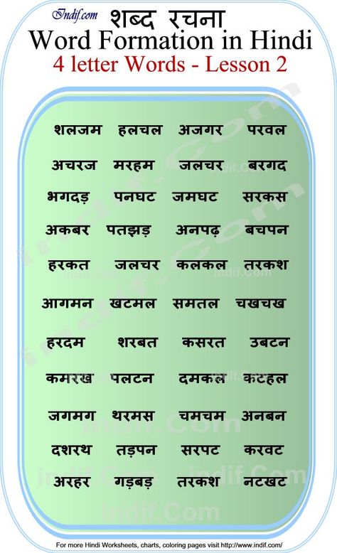 Read Hindi - 4 letter words Hindi Reading For Kids, 4 Letter Words, 2 Letter Words, Reading For Kids, Two Letter Words, Read People, Hindi Alphabet, Word Formation, Three Letter Words