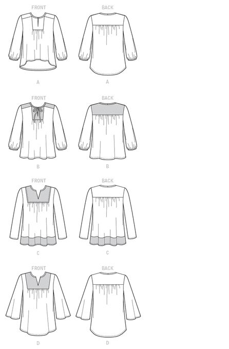 Line Art Peasant Top Pattern, Boho Dress Pattern, Tops Sewing, Boho Tunic Tops, Flat Sketches, Top Sewing, Handmade Wardrobe, Mccalls Sewing Patterns, Top Sewing Pattern