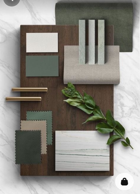 Materials Board Interior Design, Mood Board Interior, Green Interior Design, House Color Palettes, Interior Design Boards, Material Board, 아파트 인테리어, Material Palette, Interior Design Mood Board