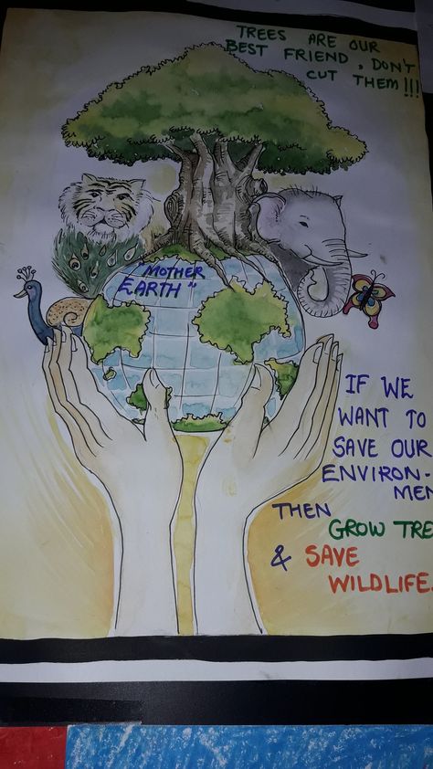 Poster On Forest Conservation, Wildlife Conservation Through Coexistence Painting, Save Forests Poster, Wild Life Conservation Poster, Forest Conservation Poster Ideas, Animal Extinction Poster, Poster On Wildlife, Save Wild Life Poster Drawing, Wildlife Conservation Drawing