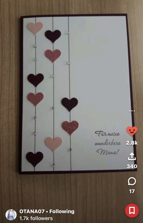 Card With Hearts, Hadiah Diy, Diy Birthday Cards, Happy Birthday Cards Handmade, Bff Gifts Diy, Birthday Card Drawing, Birthday Card Craft, Diy Paper Crafts Decoration, Card Drawing