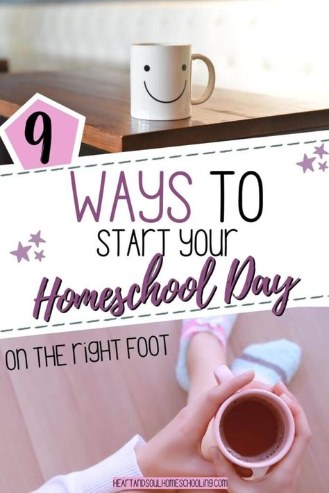 Want to start your homeschool day in a positive way? Check out these 9 ideas to start your homeschool day on the right foot! Waldorf Preschool, Relaxed Homeschooling, Homeschooling Tips, How To Start Homeschooling, Homeschool Schedule, Homeschool Life, Homeschool Help, Homeschool Planning, Homeschool Organization