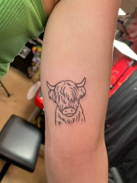 Highland Cow Tattoo, Farm Tattoo, 44 Tattoo, Cowgirl Tattoos, Cowboy Tattoos, Cow Tattoo, Country Tattoos, Western Tattoos, Inspiration Tattoo