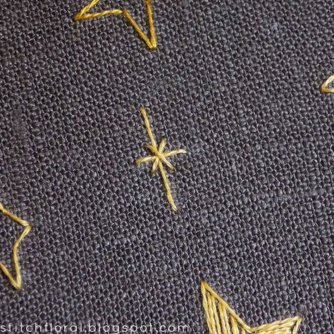 Easy embroidery: how to stitch stars How To Stitch, Textile Art Embroidery, Simple Embroidery Designs, Easy Embroidery, Floral Embroidery Patterns, Couture Embroidery, Pola Sulam, Needlework Embroidery, Star Embroidery